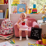 Kids Baby Girl Back to School Outfit with Ruffle Sleeve Applique Top and Shorts Set