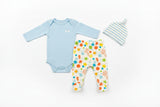 Matching knot hat from baby boy rabbit carrot print 3-piece infant outfit set