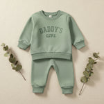 Green Baby Girl 2-Piece Letter Print Sweater and Drawstring Jogger Pants Set