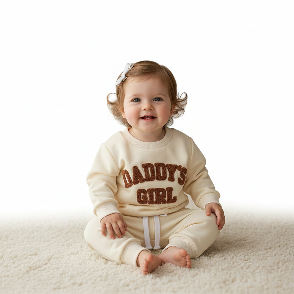 Baby Girl 2-Piece Letter Print Sweater Set with Long Sleeve Pullover and Jogger Pants
