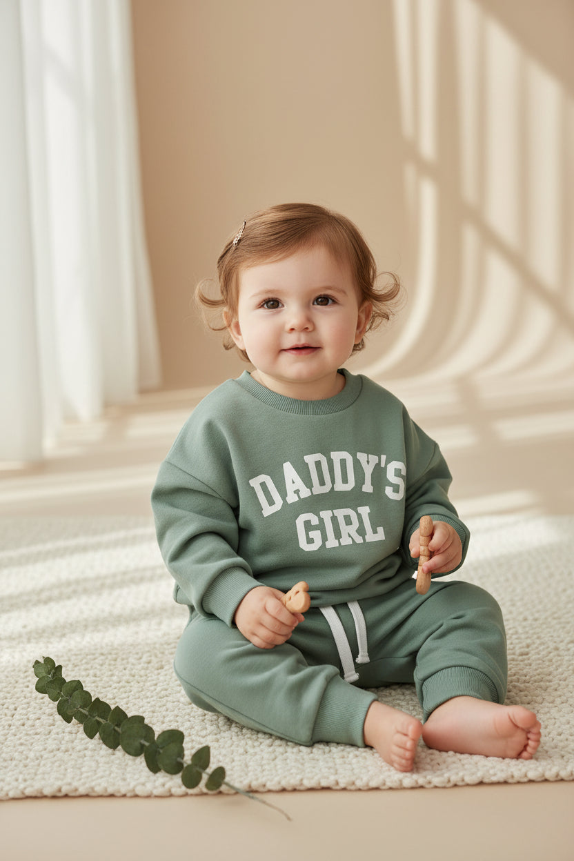 Soft Long Sleeve Pullover and Jogger Pants Outfit for Baby Girls
