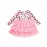 Stylish girls heart print dress perfect for birthday parties, photoshoots, and festive events.