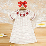 Toddler girls casual dress with polka dot pattern and elegant A-line silhouette.