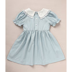 Toddler girl wearing a lace neck party dress for formal events and photoshoots.71